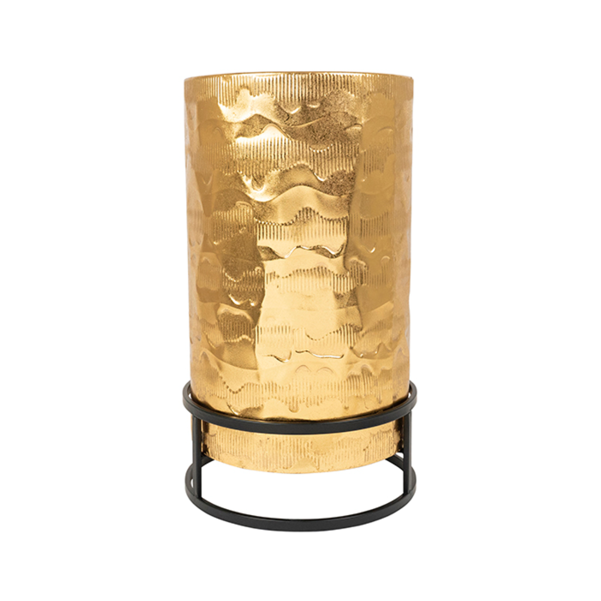 Black & Gold Metal Lamp/Planter - Lge